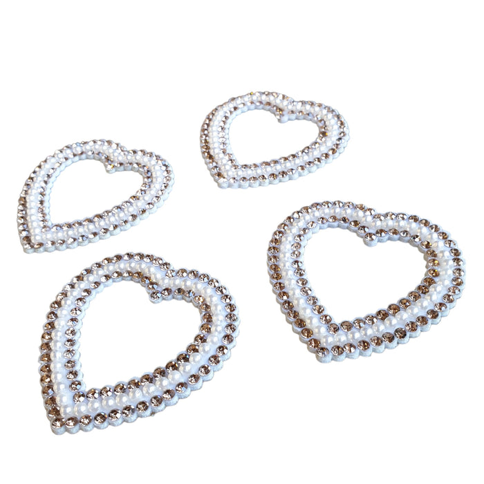 Pearl Gold Rhinestone Heart 6.5cm Iron-On Patches