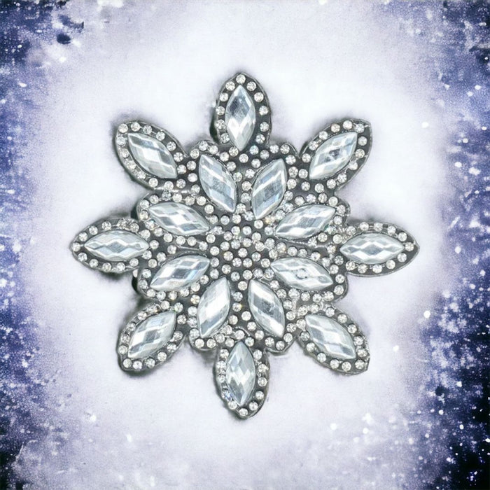 Snowflake Rhinestone 7.6cm Iron-On Patches