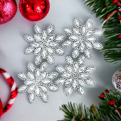 Snowflake Rhinestone 7.6cm Iron-On Patches