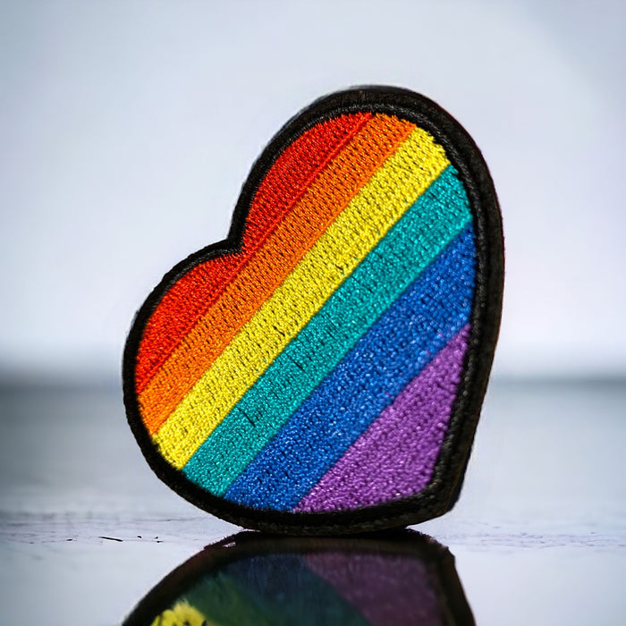 Rainbow Heart Embroidered 5.5cm Iron-On Patch