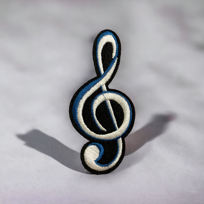 Treble Clef Music Embroidered 9.5cm Iron-On Patch