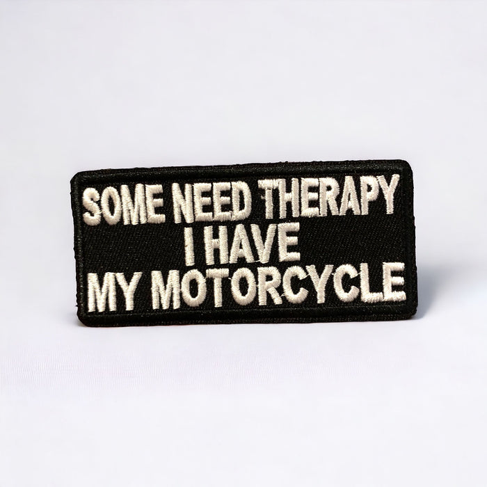 Motorcycle Therapy Embroidered 10cm Iron-On Patch