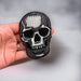 Grey Skull Embroidered 9cm Iron-On Patch