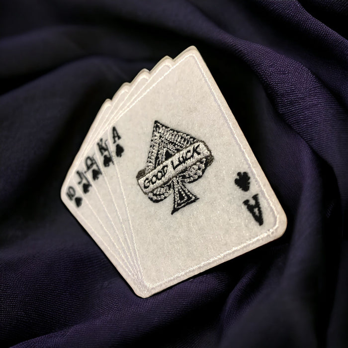 Royal Flush Spades Embroidered 7.5cm Iron-On Patch