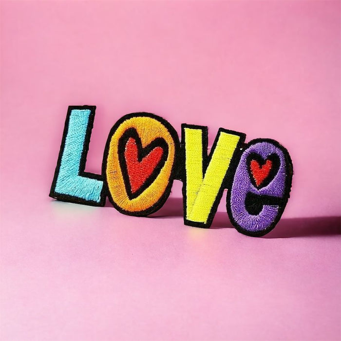 Love & Hearts Embroidered 8cm Iron-On Patch