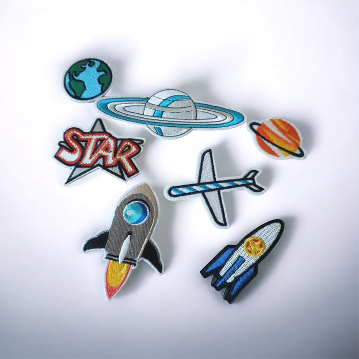 Space Themed Embroidered Iron On Patches