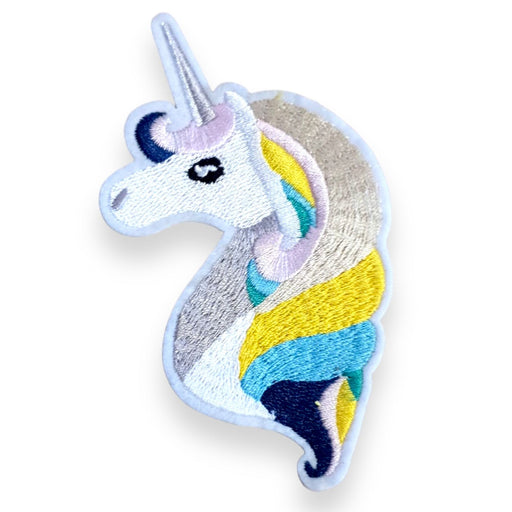 Silver Horn Unicorn Embroidered 11cm Iron-On Patch