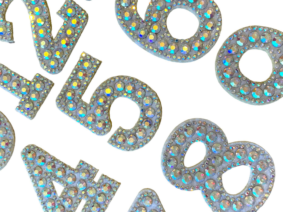 AB Rhinestone 5.5cm Iron On Patch Numbers