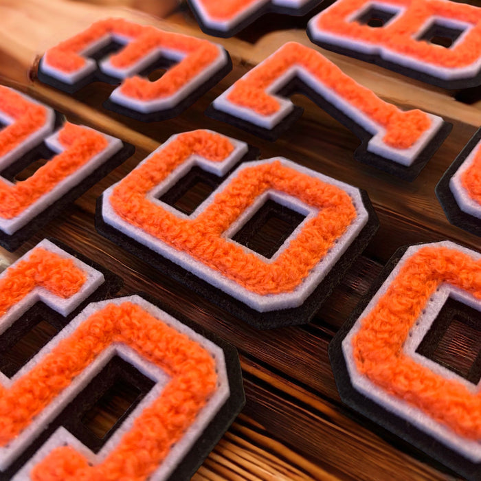 3D Varsity Style Orange 5cm Chenille Iron-On Patch Numbers