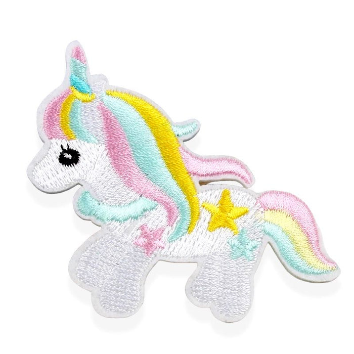 Pastel White Unicorn 9cm Embroidered Iron-On Patch