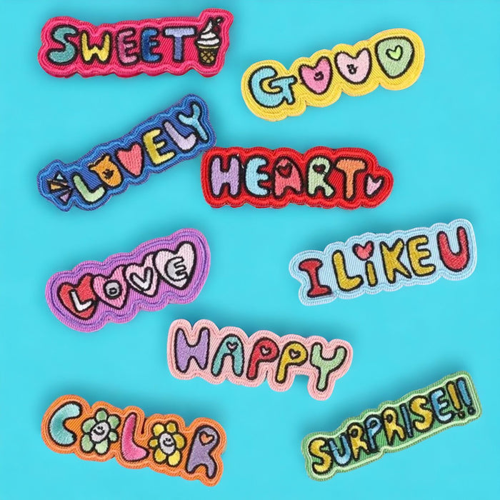 Colourful & Fun Words Embroidered Iron-On Patches