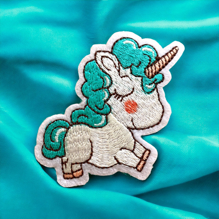 Dreamy Turquoise Unicorn 7.5cm Embroidered Iron-On Patch