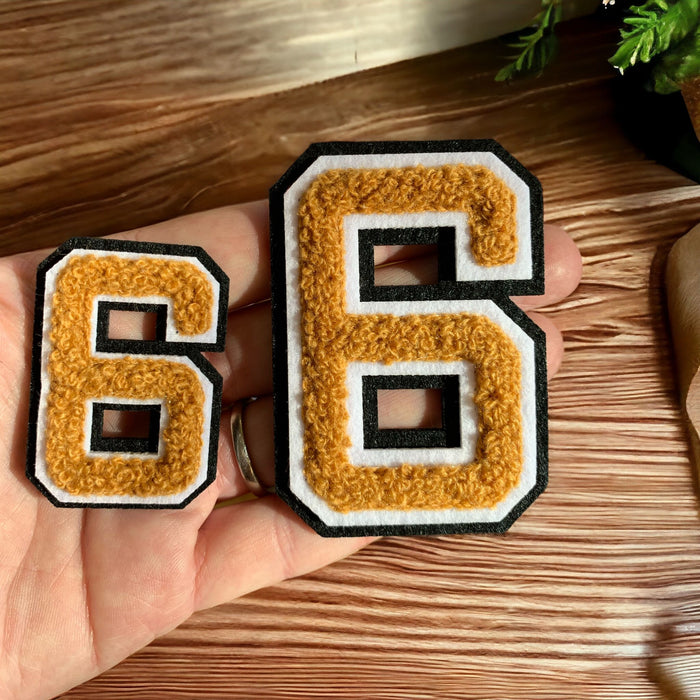 Brown Chenille 3D Varsity Style 5cm Iron-On Patch Numbers