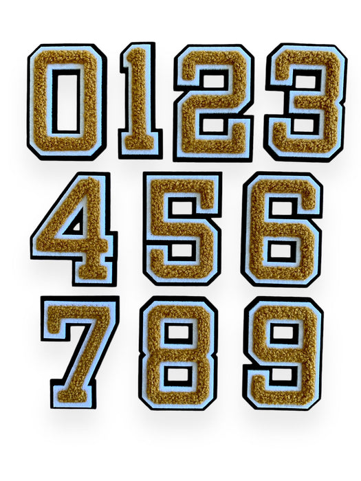 Brown Chenille 3D Varsity Style 5cm Iron-On Patch Numbers