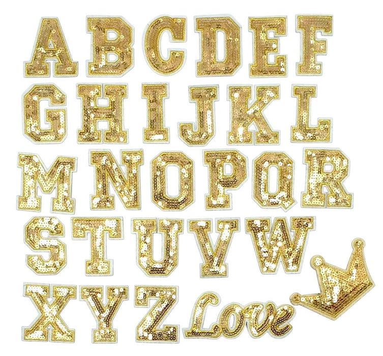 Gold Sequin 5.1cm Iron-On Patch Letters