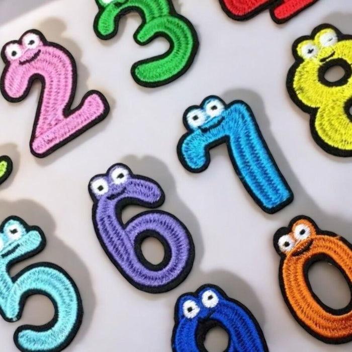 Colourful Eyes 4.2cm Embroidered Iron On Patch Numbers