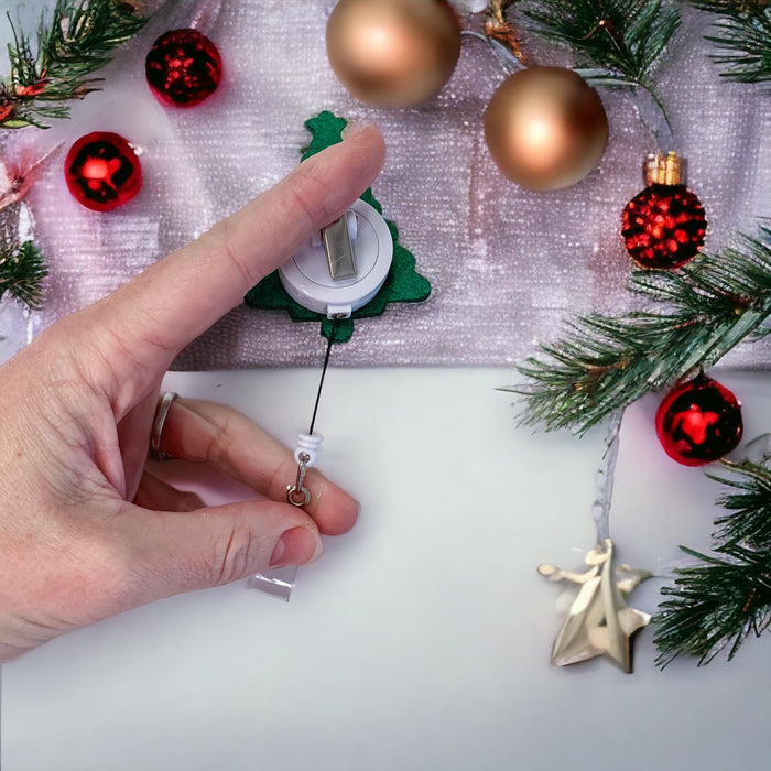 Christmas Themed Embroidered Retractable Pass Holders