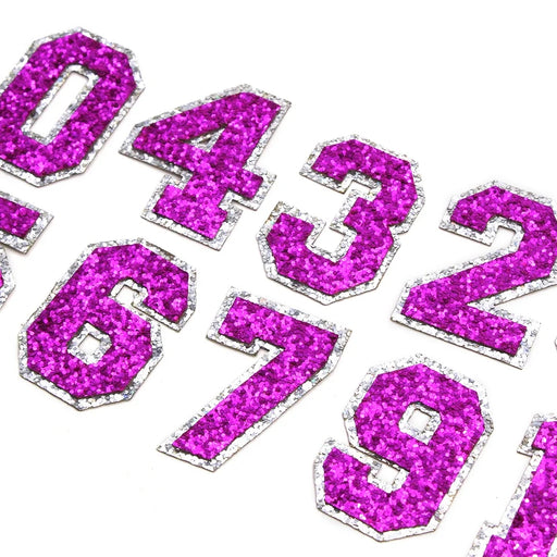 Dark Pink Sequin 5cm Iron-On Patch Numbers