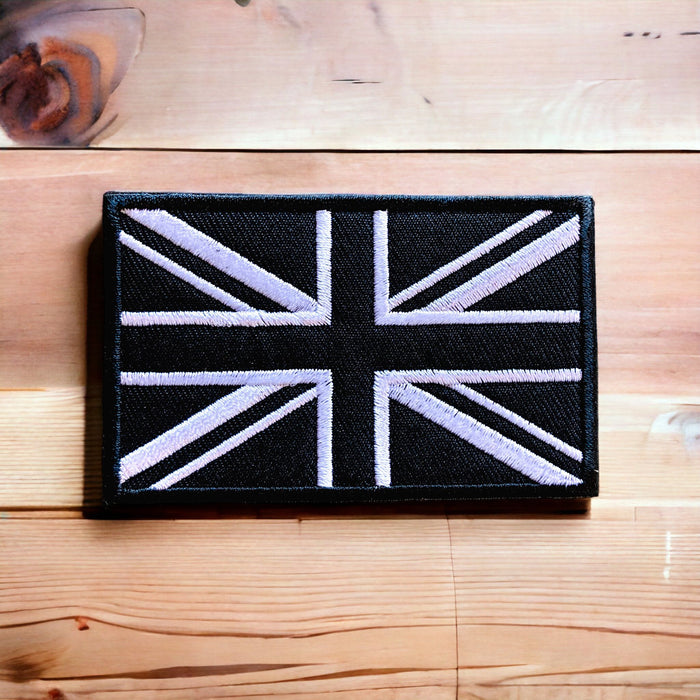 Union Jack GB Black Flag 8cm Embroidered Patch