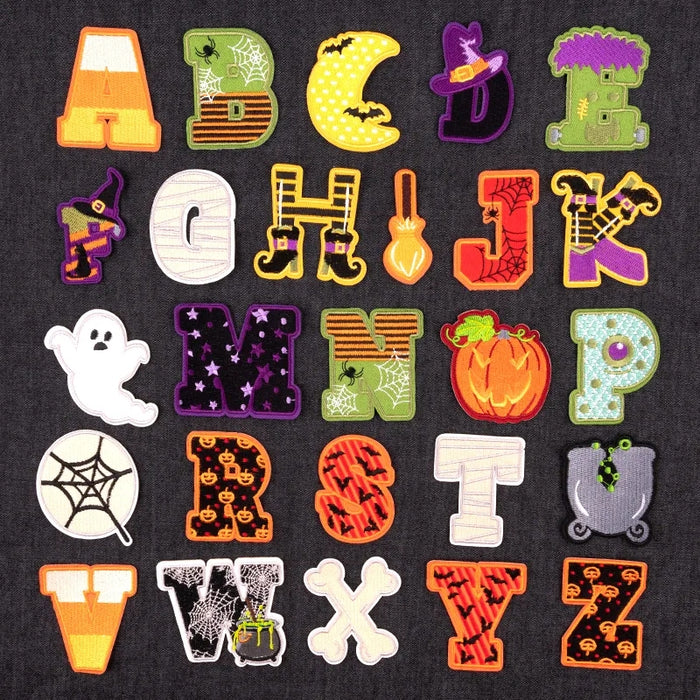 Spooky Halloween Iron On Sew On 6cm Letter Patches