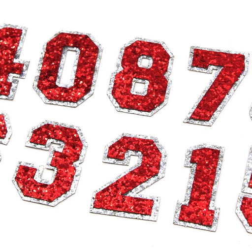 Red Sequin 5cm Iron-On Patch Numbers