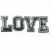 Black and silver sequin iron on patch letters spelling LOVE