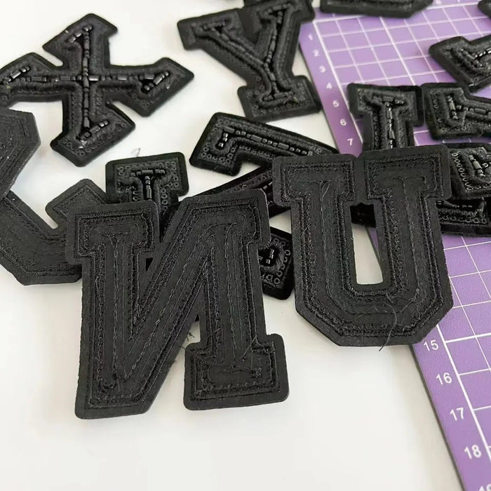 Black Beaded 5cm Sew On Patch Letters