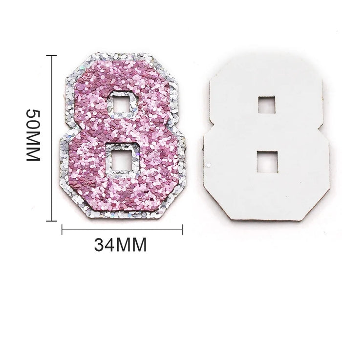 Pink Sequin 5cm Iron-On Patch Number 8