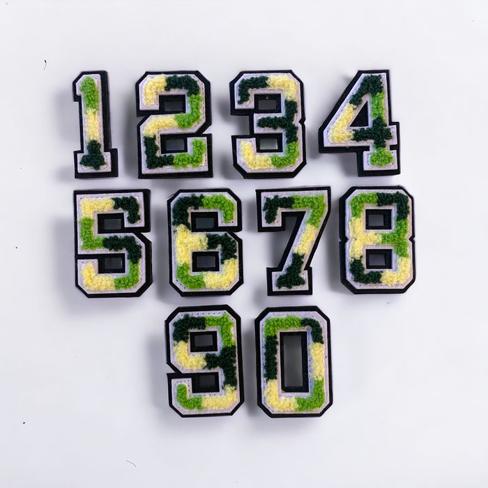 5cm chenille camouflage iron on patch numbers full view