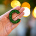 Green 5.5cm Rhinestone Iron On Patch Letter C