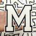 White Embroidered 11.3cm Iron On Patch Letter M