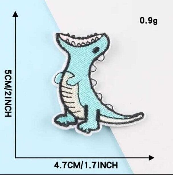 Pastel Dinosaur Embroidered Sticky Back Iron-On Patches