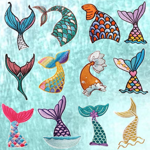 Mermaids Tail Embroidered Sticky Peel Back Adhesive Patch