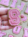 Pink Embroidered Gold Trim 6.2cm Iron On Patch Letter S