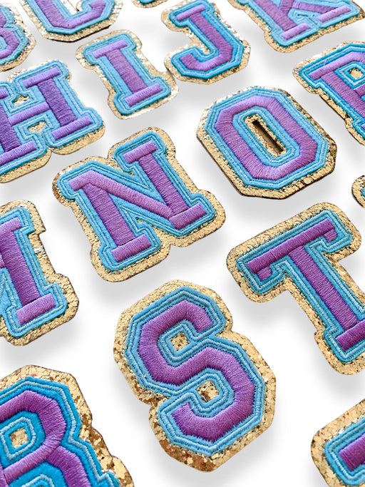 Purple Blue Embroidered 6.2cm Iron On Patch Letters