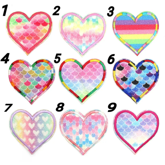 Glitter Embroidered Heart 6.7cm Iron On Patches