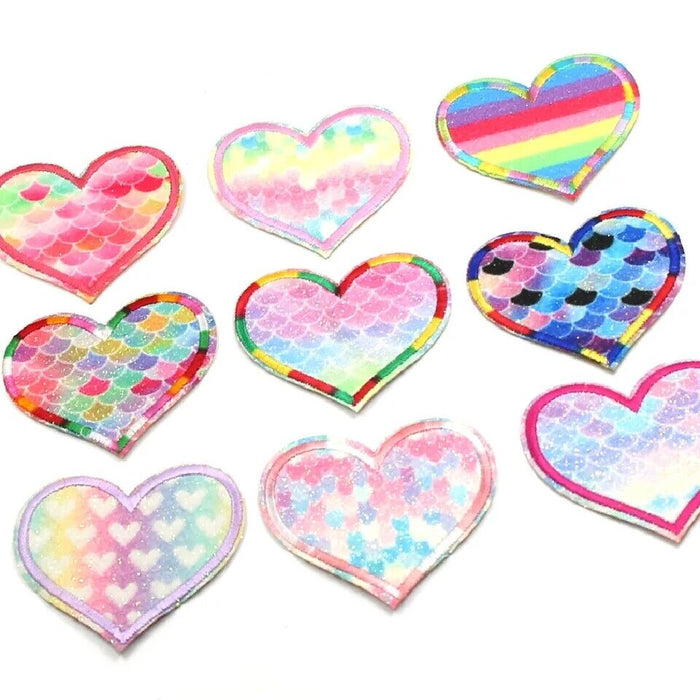 Glitter Embroidered Heart 6.7cm Iron On Patches