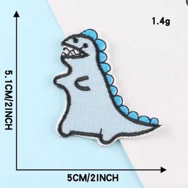 Pastel Dinosaur Embroidered Sticky Back Iron-On Patches