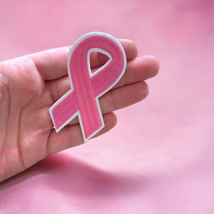 Breast Cancer Pink Ribbon 7.5cm Embroidered Iron-On Patch