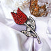 Red Rose Flower Rhinestone 5.6cm Iron On Patches