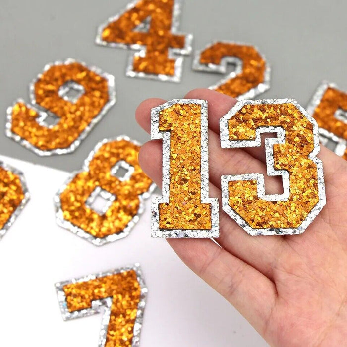 Orange Sequin 5cm Iron-On Patch Numbers