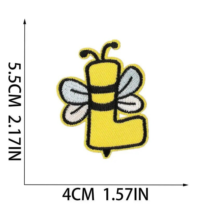 Honey Bee Embroidered 5.5cm Iron-On Patch Letter L