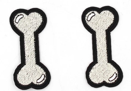 Dog & Bone Embroidered Iron-On Patches