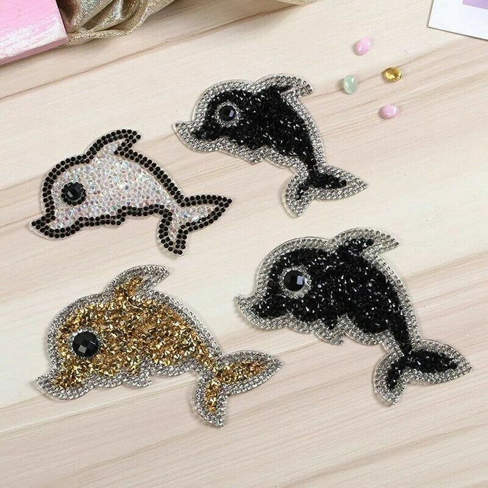 Dolphin Rhinestone Iron-On Patches