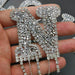 Silver Rhinestone Tassel 6cm Iron-On Patch Letter N