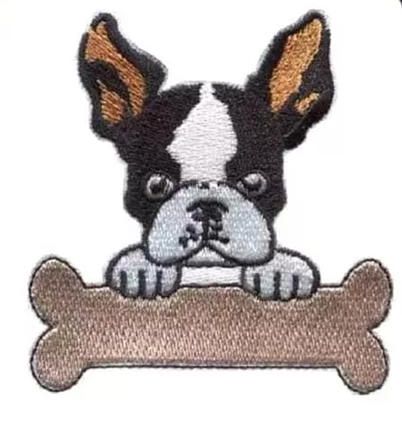 Dog & Bone Embroidered Iron-On Patches