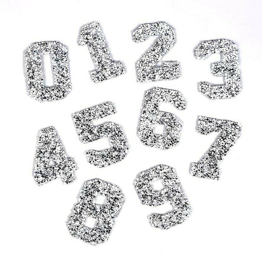 Silver Rhinestone 5.3cm Iron On Patch Numbers