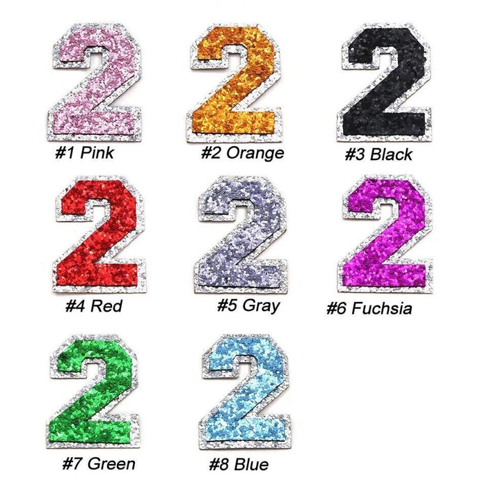 Multicolored Sequin 5cm Iron-On Patch Numbers