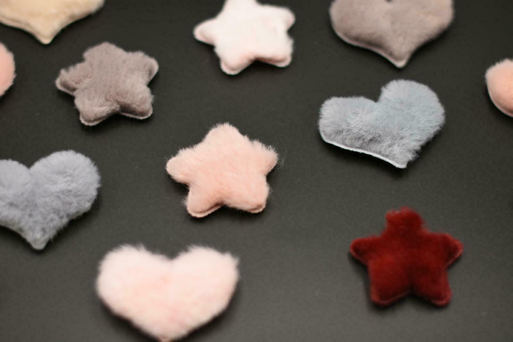 Fluffy Heart & Star Sew On Patches