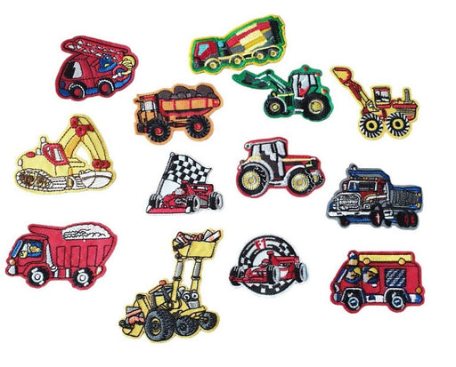 Race Car Digger Tractor Embroidered Iron-On Patch